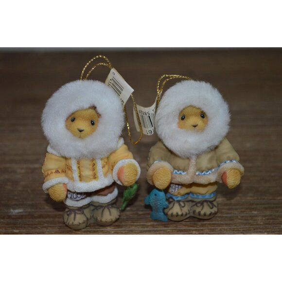 Enesco Cherished Teddies Eskimo Ornaments Christmas Holiday Fish Bear Hanging - Picture 11 of 11